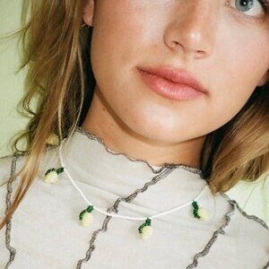 Pura Utz lemon necklace with 5 beaded lemon charms